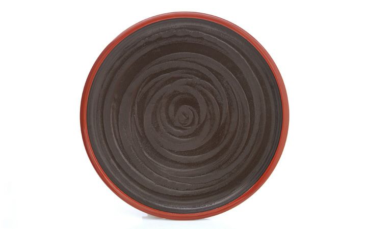 香川漆器【文新堂漆器工業(有)】丸盆象谷塗　24cm