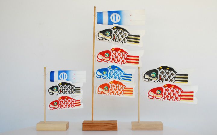 【手描き鯉のぼり 三池】ミニ鯉のぼりセット　2匹