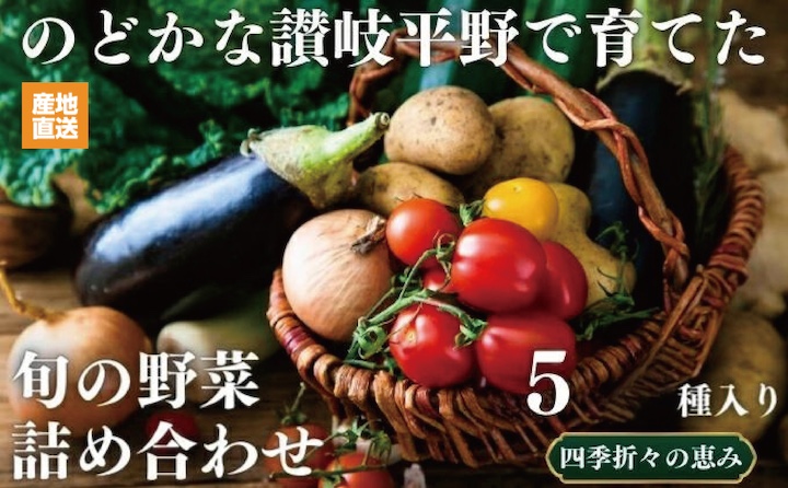 【コスモ農緑】のどかな讃岐平野で育てた旬の野菜詰め合わせセット 5品目