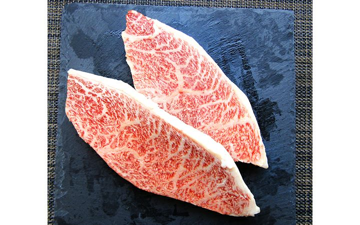 ※クール便、送料込※【(有)しゃぶ亭まる】オリーブ牛ランプステーキ120g×2枚(ソース&牛脂付)