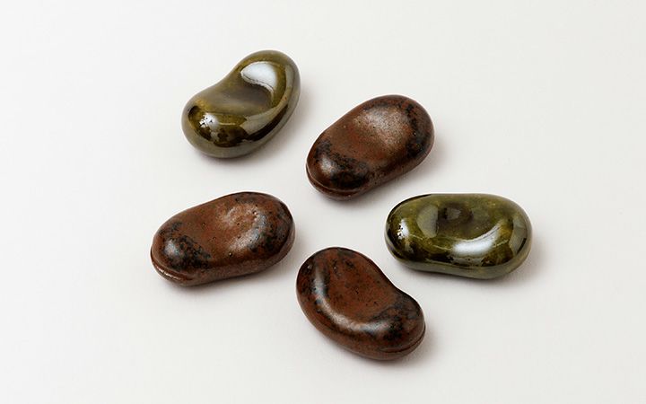 【大町焼御殿窯】しょうゆ豆箸置き(5個セット)