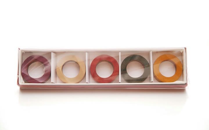 香川漆器【(株)森嘉吉商店】リング箸置　五色入り