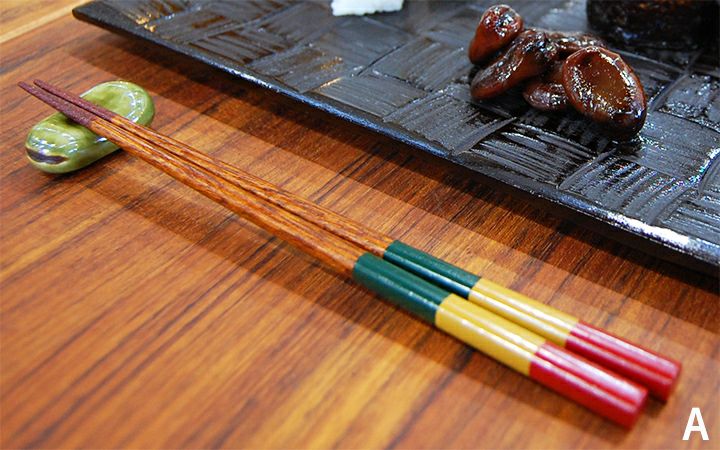 香川漆器【(株)森嘉吉商店】箸　こま三彩塗